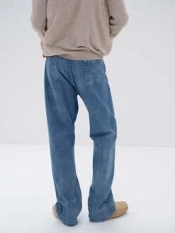 AuraleeSelvedge Faded Light Denim Lightning Effect Pants - Indigo -Grami Jean Shop Auralee Selvedge Faded Light Denim Lightning Effect Pants Indigo 20230602151754