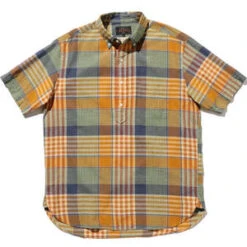 Beams PlusB.D. Pullover Short Sleeve - Indian Madras Check Orange