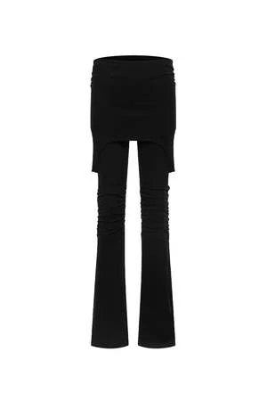 AttemptOverlapping Skirt Knitted Leggings - Black 4 AttemptOverlapping Skirt Knitted Leggings - Black - Image 2