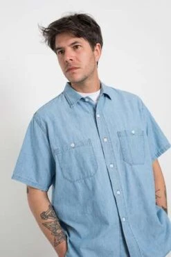 OrslowChambray 60's Work Shirt - Bleached -Grami Jean Shop Chambray 60 s Work Shirt Bleached 20230507023247 2