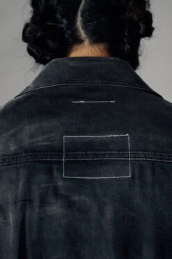 MM6 Maison MargielaCreased Oversized Denim Shirt - Black -Grami Jean Shop Creased Oversized Black Denim Shirt 20231004001147 2