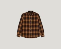 KestinDirleton Japanese Brushed Cotton Shirt - Rust Check