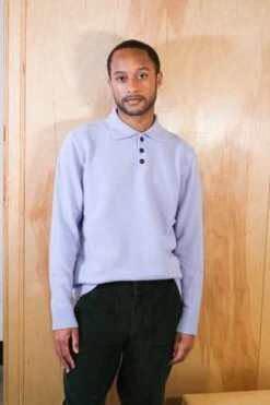 Grami Jean Shop 17 Far AfieldKier Knit Polo - Silver Blue