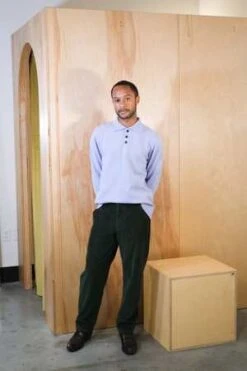 Grami Jean Shop -Grami Jean Shop Far Afield Kier Knit Polo Silver Blue 20231102022826