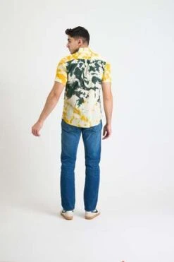 DUSHYANT.Hand Tie Dye The Sheril Short Sleeve Shirt - Yellow/Green Lime Print -Grami Jean Shop Hand Tie Dye The Sheril Short Sleeve Shirt in Yellow and Green Lime Print 20220323173855 3