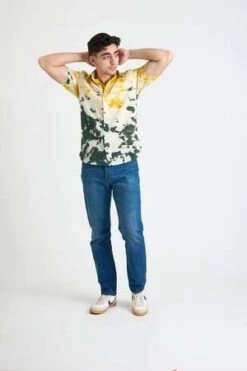DUSHYANT.Hand Tie Dye The Sheril Short Sleeve Shirt - Yellow/Green Lime Print -Grami Jean Shop Hand Tie Dye The Sheril Short Sleeve Shirt in Yellow and Green Lime Print 20220323173855 4