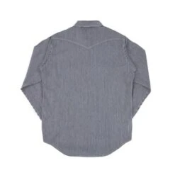 Iron Heart8oz Herringbone Hickory Stripe Sawtooth Western Shirt - Indigo -Grami Jean Shop IHSH 365 IND 8oz Herringbone Hickory Stripe Sawtooth Western Shirt Indigo 20231002215043