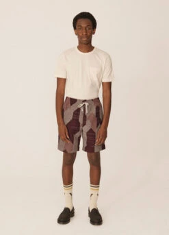 YMCJay Shorts - Burgundy Patchwork
