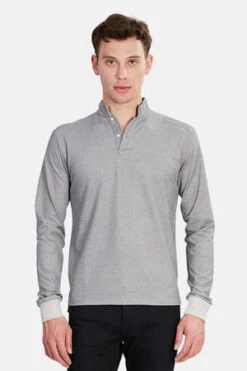 Blue&CreamMilitary Polo - Birds Eye Speckle Charcoal