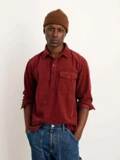Alex MillPopover Shirt Fine Wale Corduroy- Dark Currant
