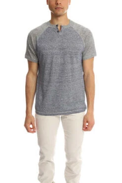 Blue&CreamShort Sleeve Raglan - Henley Hercules Blue