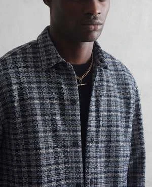 Wax LondonTrin Textured Check Shirt - Navy/Ecru 5 Wax LondonTrin Textured Check Shirt - Navy/Ecru - Image 3