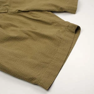 Universal WorksCotton Seersucker Pleated Track Short - Olive 3 Universal WorksCotton Seersucker Pleated Track Short - Olive - Image 2