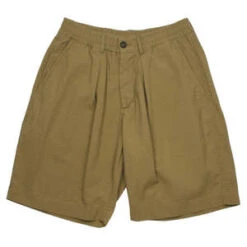 Universal WorksCotton Seersucker Pleated Track Short - Olive